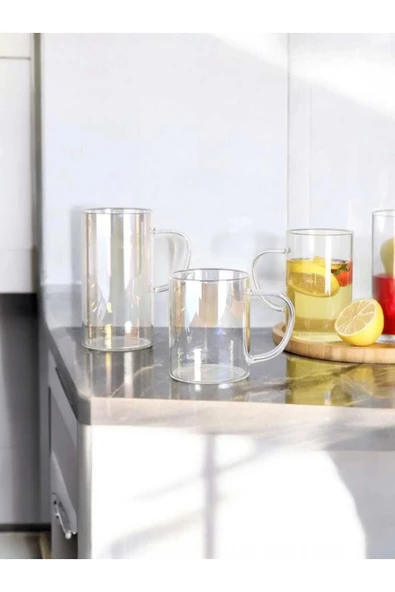 Yenigeldi 6 Adet Gökkuşağı Borosilicate Isıya Dayanıklı Termisil Rainbow Glass Cup