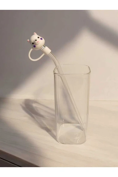 Yenigeldi (6MM) Silikon Pipet Başlıklı Pipet Ve Kare Uzun Kokteyl Kahve Bardağı