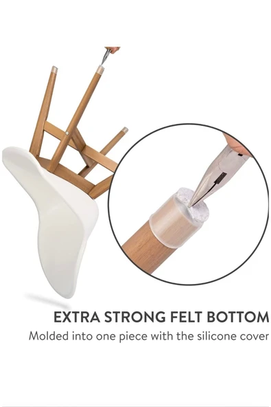 Yenigeldi 24 Adet (15mm -17mm ) Keçeli Ses Önleyen Sandalye Pabuç Mobilya Pabuc Zemin Koruyucu - 3