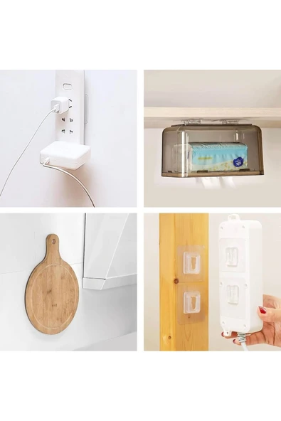 Yenigeldi 10 Set Çok Güçlü Kendinden Yapışkanlı Eşya Sabitleme Askısı Geçmeli Klips yzmk - 3