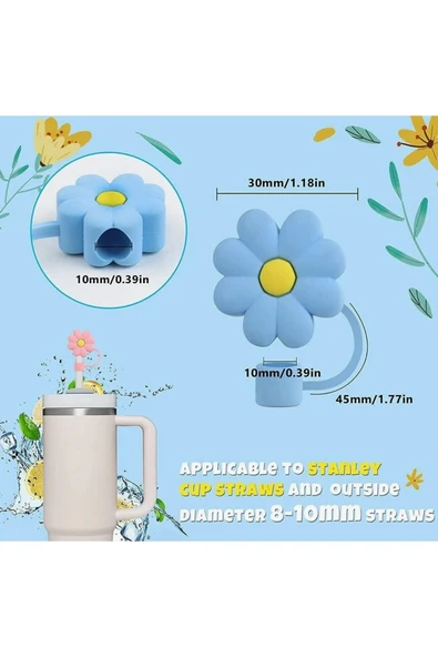 Stanley 2 Adet 10mm Stanley için Pipet Tıpası Çiçekli Pipet Kapağı Quencher Pipet Tıpa - 3