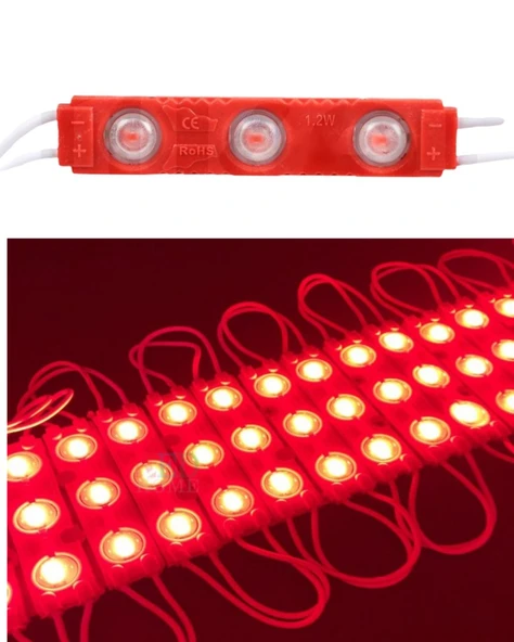 Kırmızı 3 Ledli Kablolu Parmak Led 12 v 5 adet