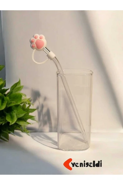 Yenigeldi (6MM) Silikon Pipet Başlıklı Pipet Ve Kare Uzun Kokteyl Kahve Bardağı
