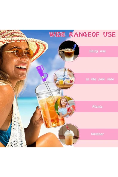 Stanley 4 Adet Pipet Kapağı ( Beyaz Pembe Ve Kırmızı Renklerde ) Pipet Tıpası - 3