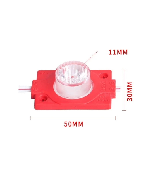 Led Modül Kırmızı Tekli Led Mercekli 12v Dc 1,5w İp 65 5 adet - 2