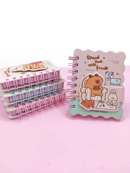 Capybara Tavşan Ayı Cırtlı Cep Boy Mini Not Defteri (7x8 cm) - BFF
