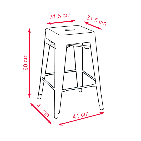Tolix Yüksek Metal Tabure (4 Adet) - 9