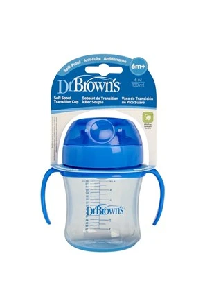 Dr.Brown's Yumuşak Uçlu Alıştırma Bardağı 180 ML 6 Ay Mavi