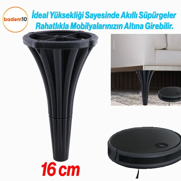 (4 ADET) İstanbul 16 cm Siyah Mobilya Kanepe Koltuk Tv Ünitesi Konsol Ayağı Ayak Ayakları - 2