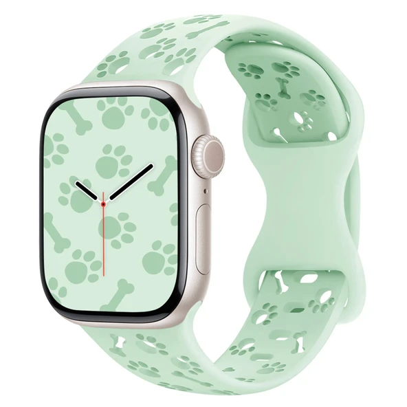 Apple Watch 42/44/45/46/49mm Kordon Kabartmalı Gonca Kiraz Silikon Kordon 2/3/4/5/6/se/7/8/9/10/ultra - 11