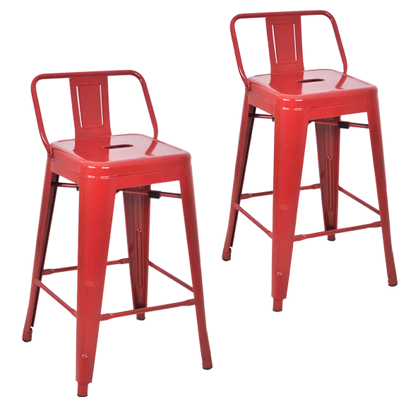 Tolix Sırtlı Yüksek Metal Tabure (2 Adet) - 3