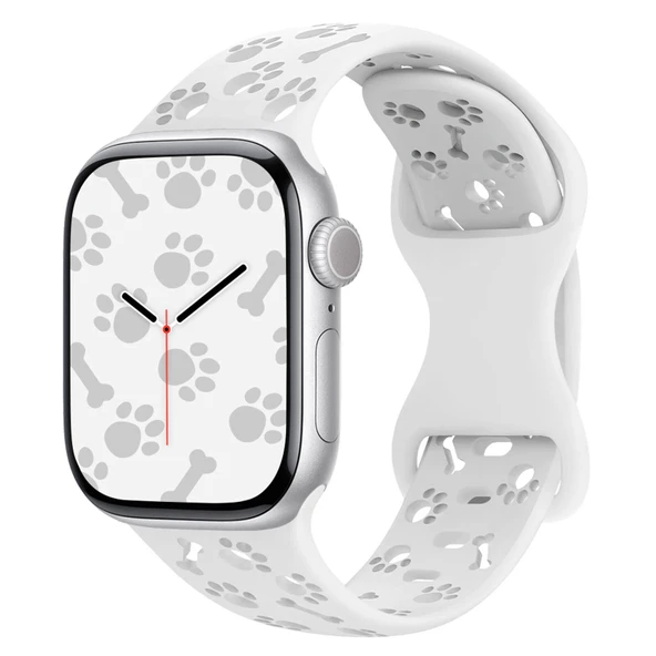 Apple Watch 42/44/45/46/49mm Kordon Kabartmalı Gonca Kiraz Silikon Kordon 2/3/4/5/6/se/7/8/9/10/ultra - 9