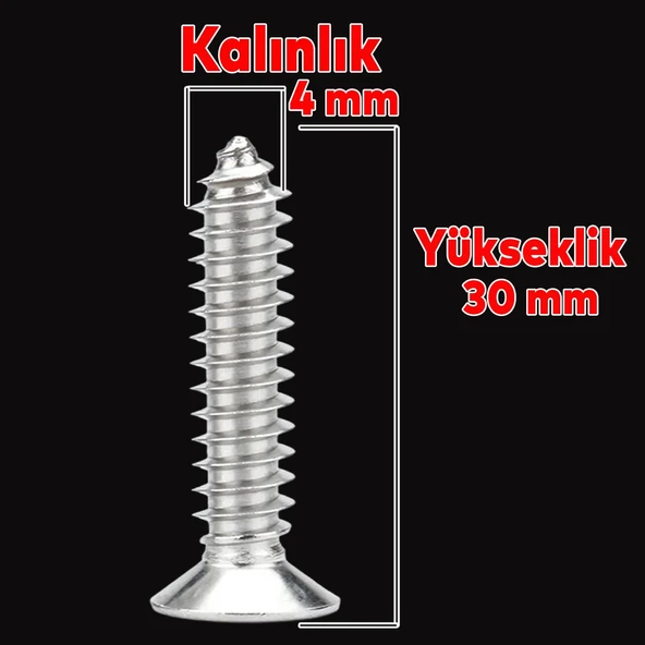 Sunta Vidası Sivri Uçlu Ahşap Tahta Ağaç Mobilya Ayak Kulp Vidası 4x30 Mm Paket 500 Adet - Resim 2