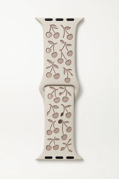 Apple Watch 42/44/45/46/49mm Kordon Kabartmalı Gonca Kiraz Silikon Kordon 2/3/4/5/6/se/7/8/9/10/ultra - 8