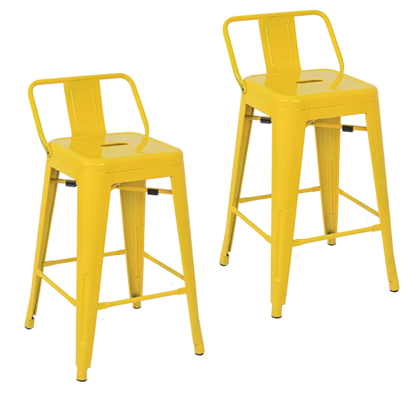 Tolix Sırtlı Yüksek Metal Tabure (2 Adet) - 5