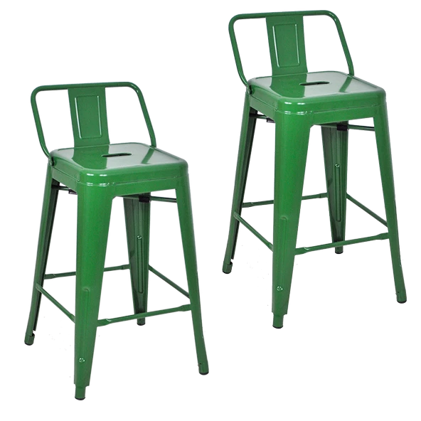 Tolix Sırtlı Yüksek Metal Tabure (2 Adet) - 8