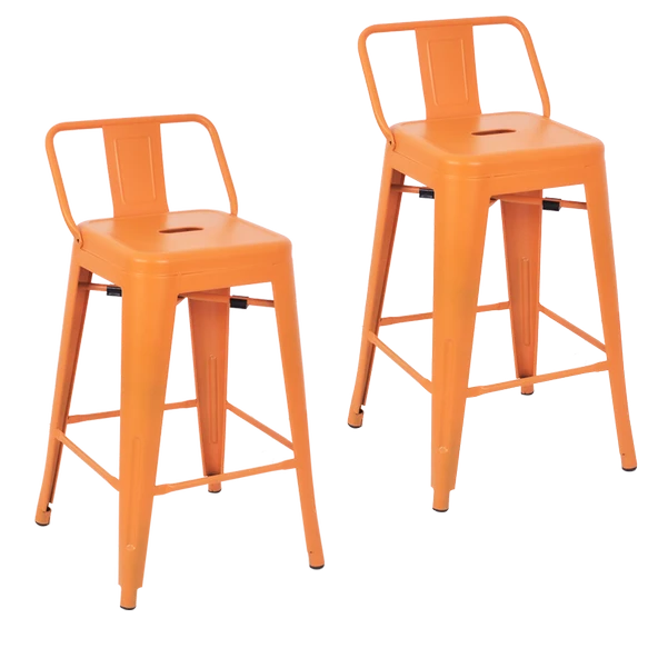 Tolix Sırtlı Yüksek Metal Tabure (2 Adet) - 7