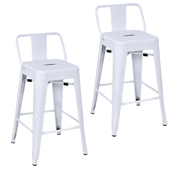 Tolix Sırtlı Yüksek Metal Tabure (2 Adet) - 2