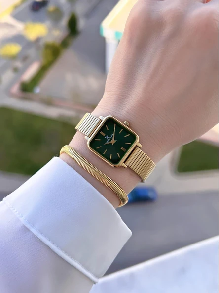 Daniel Klein Köşeli Kasa Çelik Kordon 2 Yıl Garantili 3 Atm Kadın Kol Saati+Bileklik BDK.10835.5 - Resim 2