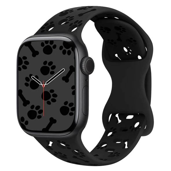 Apple Watch 10/11 42mm-38/40/41mm Kordon Kabartmalı Gonca Kiraz Silikon Band 2/3/4/5/6/se/7/8/9 - Resim 11