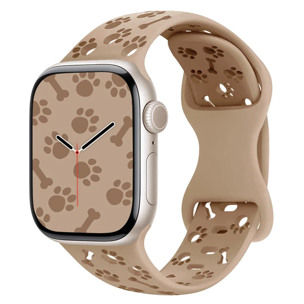Apple Watch 10/11 42mm-38/40/41mm Kordon Kabartmalı Gonca Kiraz Silikon Band 2/3/4/5/6/se/7/8/9 ürün görseli 1