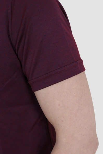 Erkek Kısa Kollu Nefes Alabilen Yazlık Pamuklu Slim Fit Gömlek 2910-G-BORDO - 3
