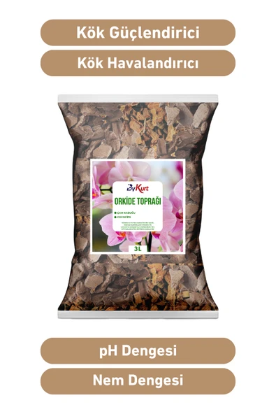 ByKurt 3L Orkide Toprağı İri Parçalı Çam Kabuğu & CocoCips Karışımı Elenmiş ve Temizlenmiş - 3