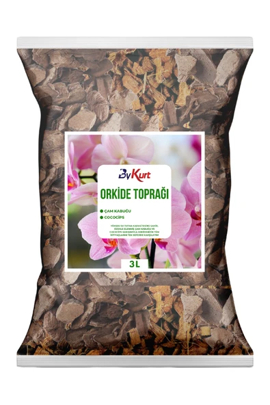 ByKurt 3L Orkide Toprağı İri Parçalı Çam Kabuğu & CocoCips Karışımı Elenmiş ve Temizlenmiş