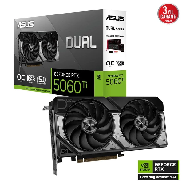Asus RTX 5060 TI Dual OC Edition DUAL-RTX5060TI-O16G 128 Bit GDDR7 16 GB Ekran Kartı - 2