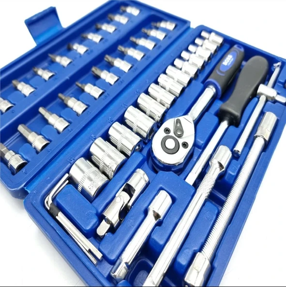 Boss 46 Parça 1/4" Lokma Takımı (Mavi Kutulu)