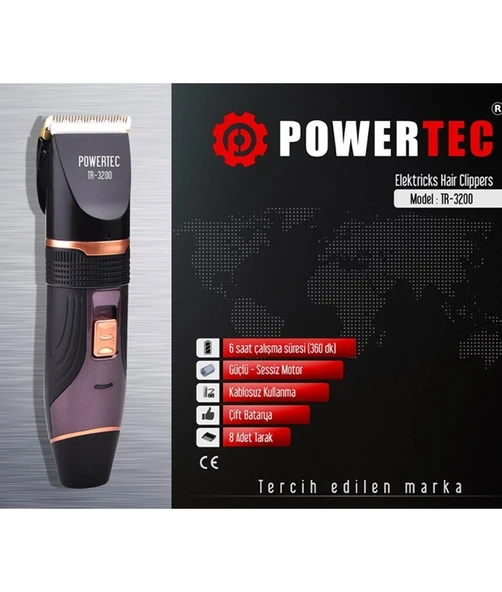 Powertec TR 3200 Çift Bataryalı Saç Kesme Makinesi - 3