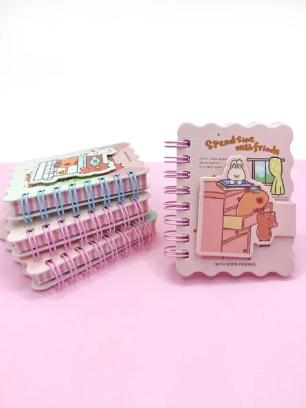 Capybara Tavşan Ayı Cırtlı Cep Boy Mini Not Defteri (7x8 cm) - Komik