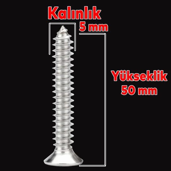 Sunta Vidası Sivri Uçlu Ahşap Tahta Ağaç Mobilya Ayak Kulp Vidası 5x50 Mm Paket 200 Adet - 2