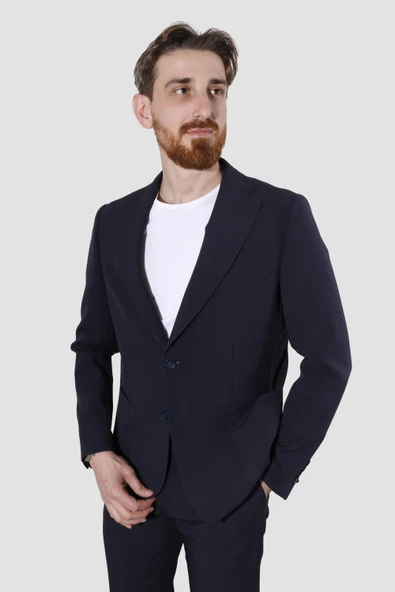 Erkek Jogger Slim Fit Takım Elbise RIGA05-LACİVERT