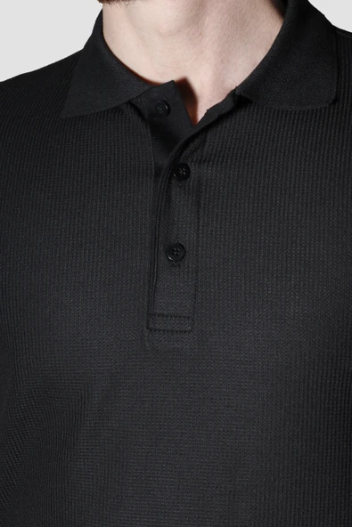 GLOBAY 3229Y HSK WF POLO YAKA T-SHIRT-SİYAH - 5