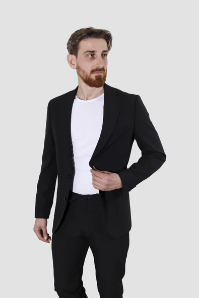 Erkek Jogger Slim Fit Takım Elbise RIGA-10-SİYAH - 3