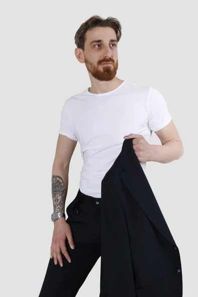 Erkek Jogger Slim Fit Takım Elbise RIGA05-LACİVERT - 3