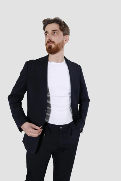 Erkek Jogger Slim Fit Takım Elbise RIGA05-LACİVERT - 2