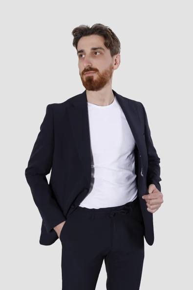 Erkek Jogger Slim Fit Takım Elbise RIGA-09-LACİVERT