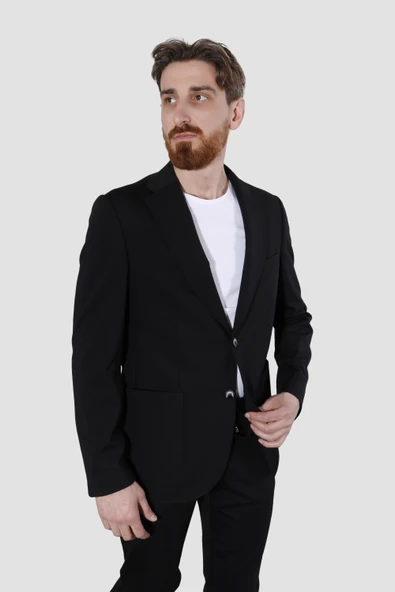 Erkek Jogger Slim Fit Takım Elbise RIGA06-SİYAH - 2