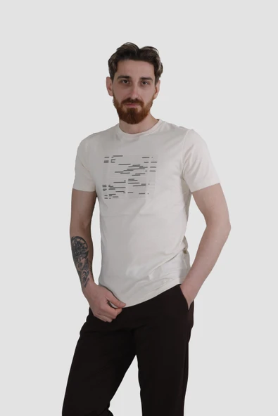 GLOBAY 3170 HSK BASKILI PENYE T-SHIRT-BEJ