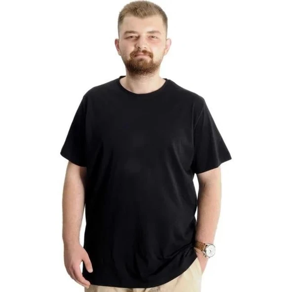 Erkek Battal Pamuklu Regular Fit Tişört 20031-SIYAH