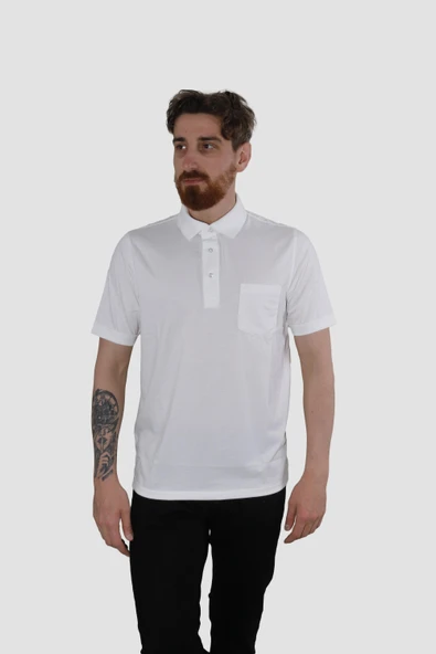 GLOBAY 2510 HSK DUZ POLO YAKA T-SHIRT-BEYAZ