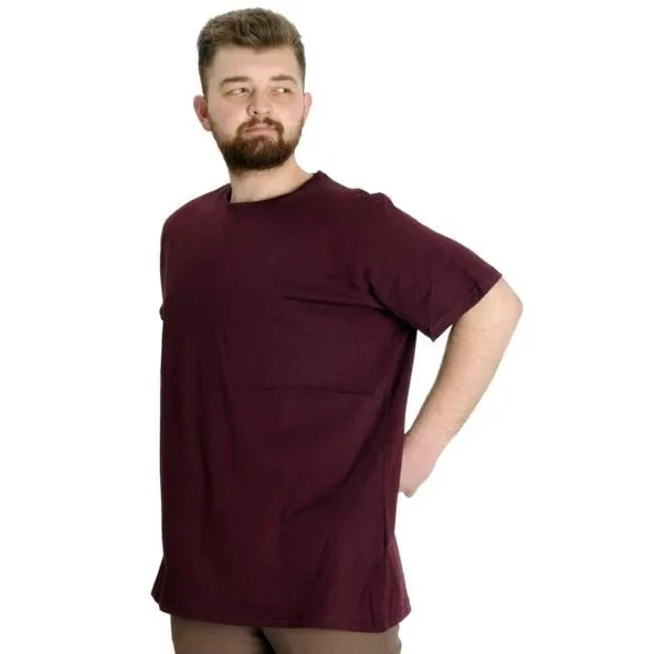 Erkek Battal Pamuklu Regular Fit Tişört 20031-MÜRDÜM - 3