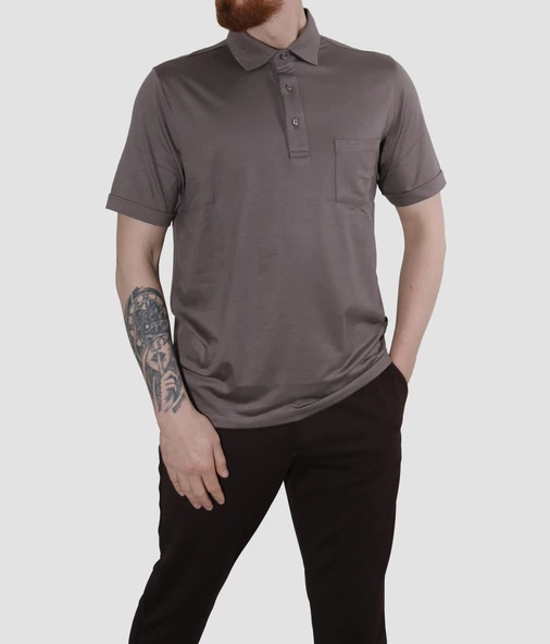 GLOBAY 2510 HSK DUZ POLO YAKA T-SHIRT-KAHVE