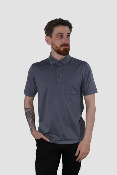 GLOBAY 2510 HSK DUZ POLO YAKA T-SHIRT-ANTRASİT