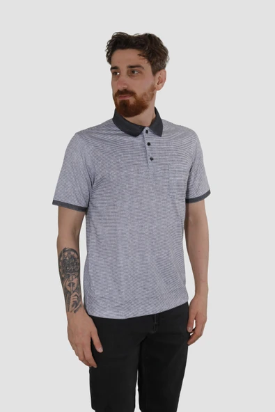 Erkek Polo Yaka Cepli Regular Fit Pamuklu Tişört 2514-SİYAH