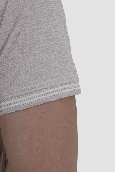 Erkek Polo Yaka Desenli Pamuklu Slim Fit Tişört 2976Y-BEJ - 3