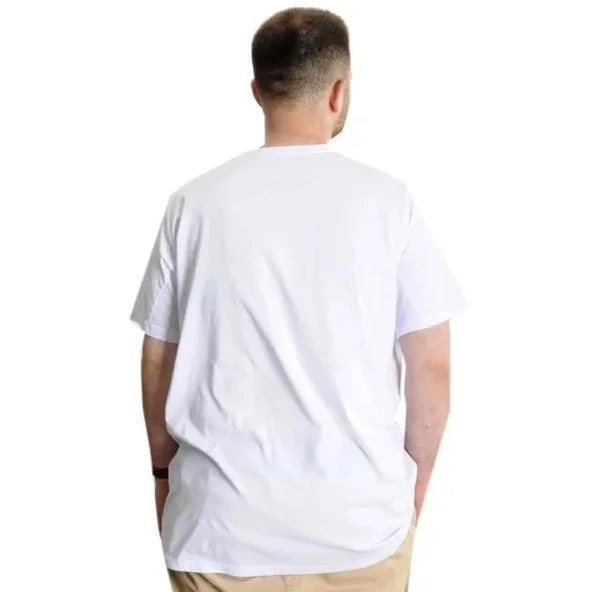 Erkek Battal Pamuklu Regular Fit Tişört 20031-BEYAZ - 4