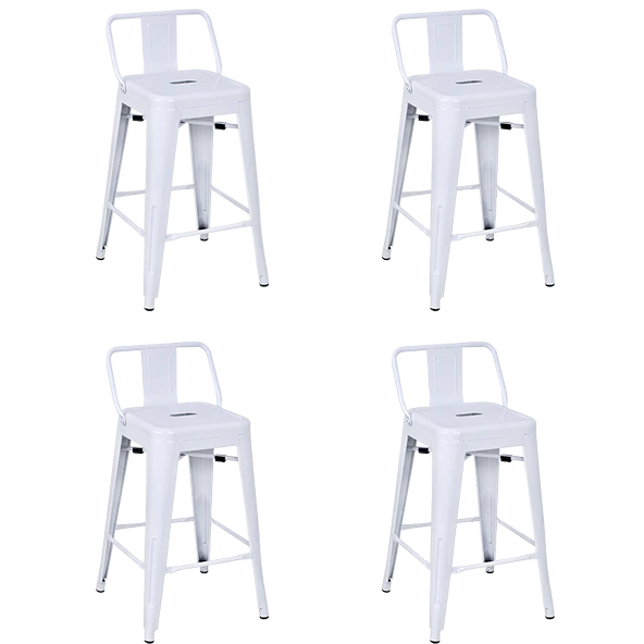 Tolix Sırtlı Yüksek Metal Tabure (4 Adet) - 2